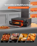 VEVOR elektriskā picu krāsns, 304,8 mm darbgalds, temperatūras diapazons 25–300 °C, 1450 W, ar taimeri un temperatūras kontroli, divkāršu siltuma cauruļu sistēmu un grila resti, picu gatavošanai virtuvē un komerciāliem mērķiem