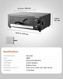 VEVOR elektriskā picu krāsns, 304,8 mm darbgalds, temperatūras diapazons 25–300 °C, 1450 W, ar taimeri un temperatūras kontroli, divkāršu siltuma cauruļu sistēmu un grila resti, picu gatavošanai virtuvē un komerciāliem mērķiem