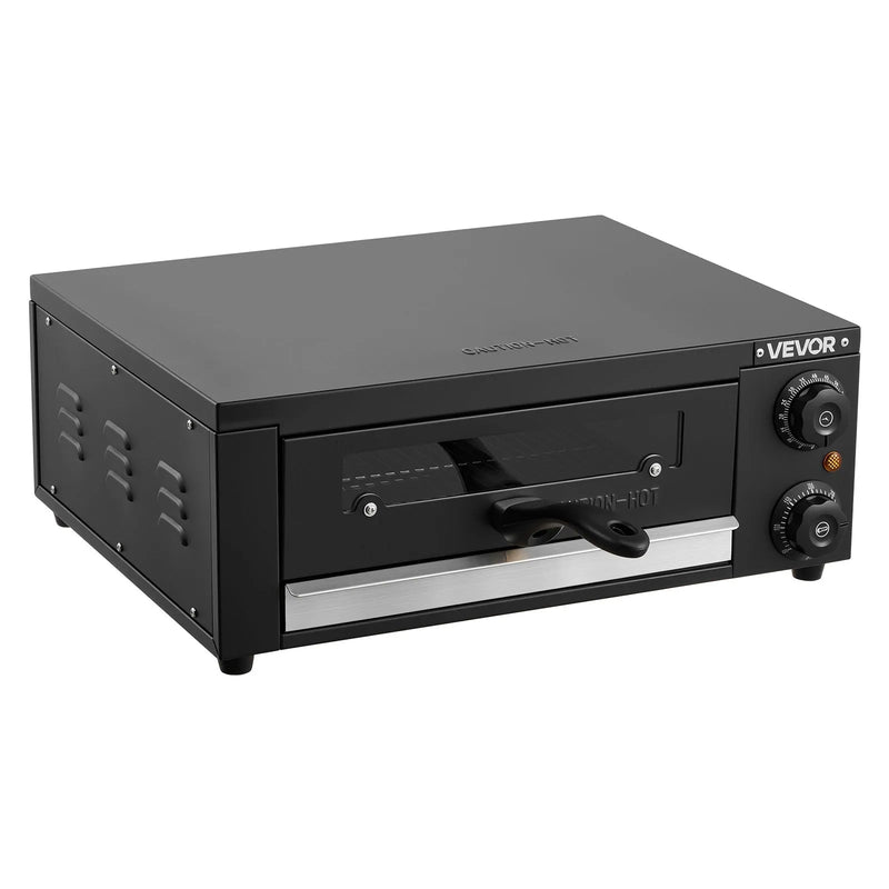 VEVOR elektriskā picu krāsns, 304,8 mm darbgalds, temperatūras diapazons 25–300 °C, 1450 W, ar taimeri un temperatūras kontroli, divkāršu siltuma cauruļu sistēmu un grila resti, picu gatavošanai virtuvē un komerciāliem mērķiem