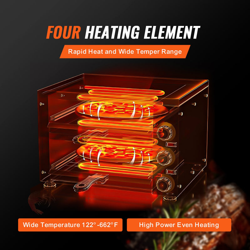 VEVOR 30,4 cm elektriskā galda picas krāsns ar regulējamu temperatūru un 0–120 minūšu taimeri