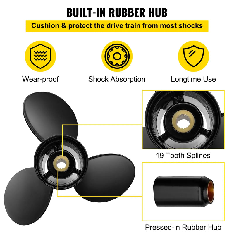 Alumīnija propellers 3 lāpstiņas, 36,8 × 48,3 cm, 19 zobi, RH, saderīgs ar Volvo Penta SX