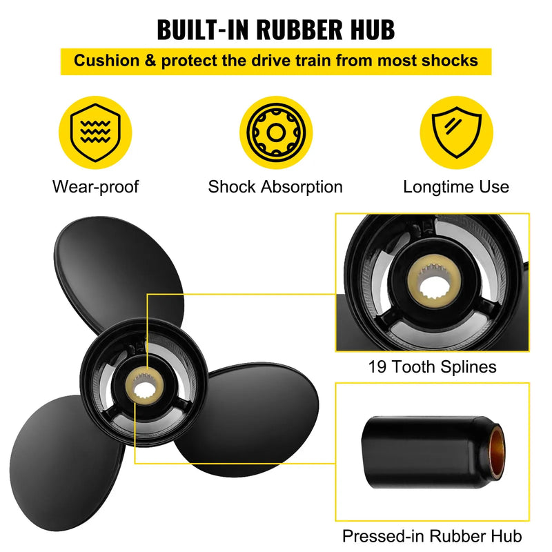 Piekarināmais propellers, OEM 3817469 aizvietotājs, 3 lāpstiņas, 36,2 x 53,3 cm, alumīnija, savietojams ar Volvo Penta SX piedziņu, 19 zobi, labās puses rotācija
