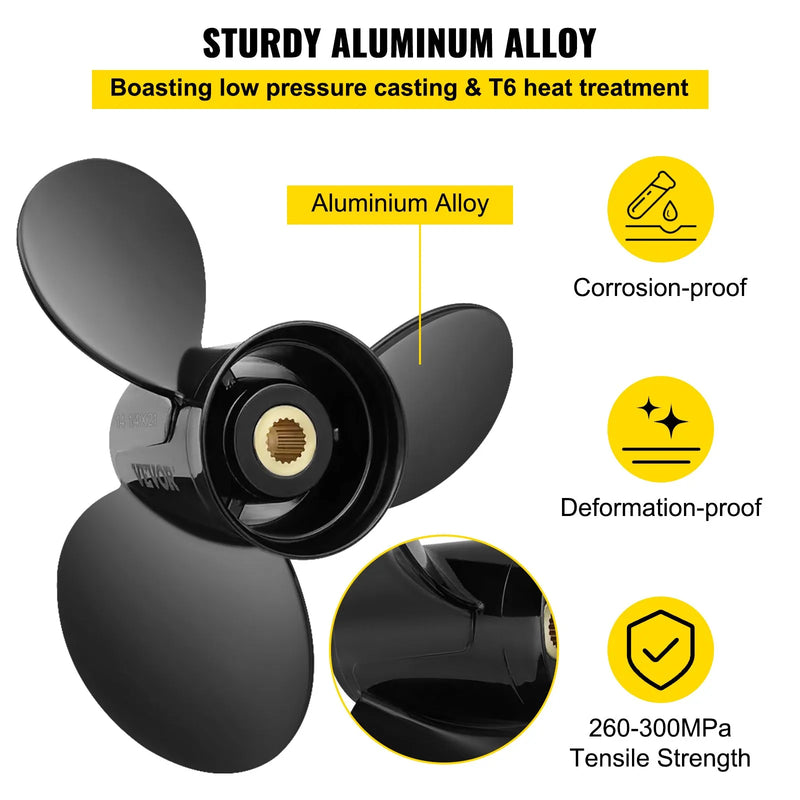 Piekarināmais propellers, OEM 3817469 aizvietotājs, 3 lāpstiņas, 36,2 x 53,3 cm, alumīnija, savietojams ar Volvo Penta SX piedziņu, 19 zobi, labās puses rotācija