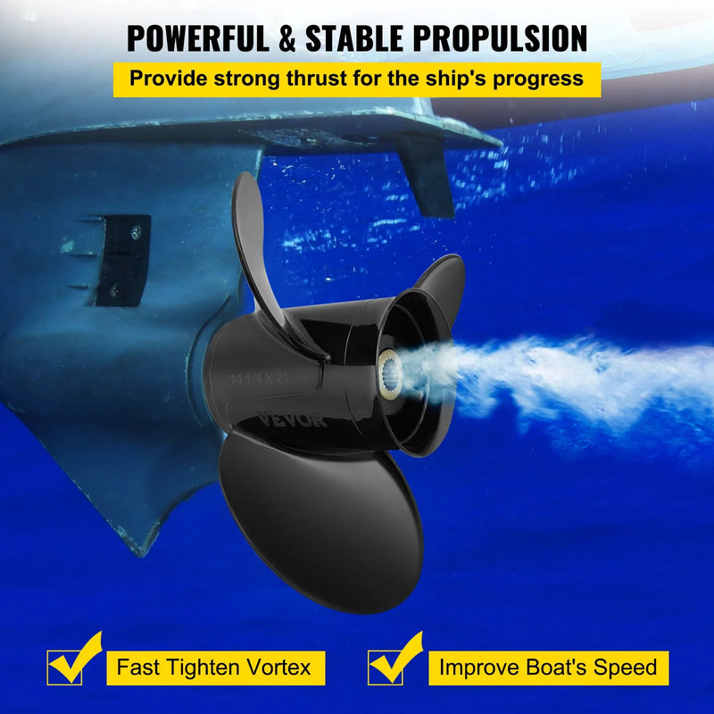 Piekarināmais propellers, OEM 3817469 aizvietotājs, 3 lāpstiņas, 36,2 x 53,3 cm, alumīnija, savietojams ar Volvo Penta SX piedziņu, 19 zobi, labās puses rotācija