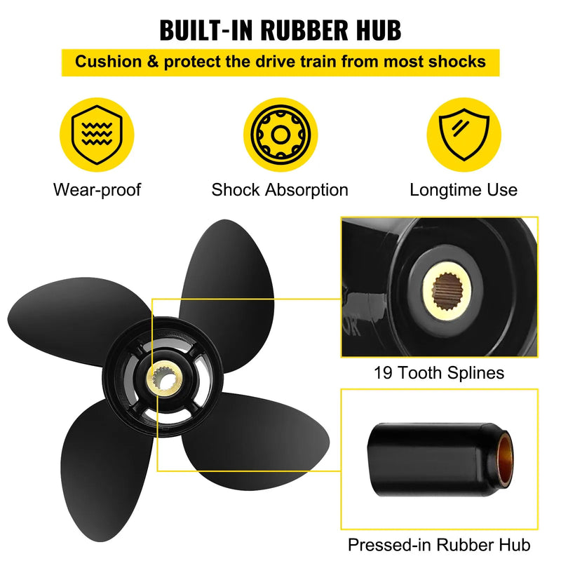Alumīnija propellers 4 lāpstiņas, 36,2 × 48,3 cm, 19 zobi, RH, saderīgs ar Volvo Penta SX