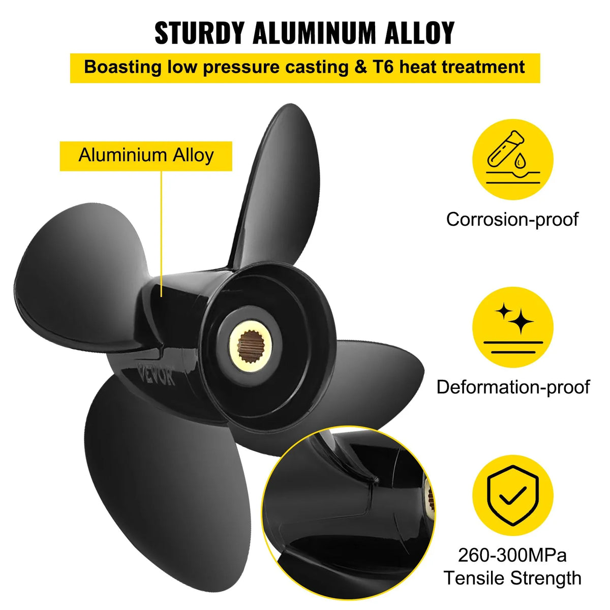 Aluminium Propeller 4-Blade, 36.2 × 48.3 cm, 19 Teeth, RH, Compatible with Volvo Penta SX