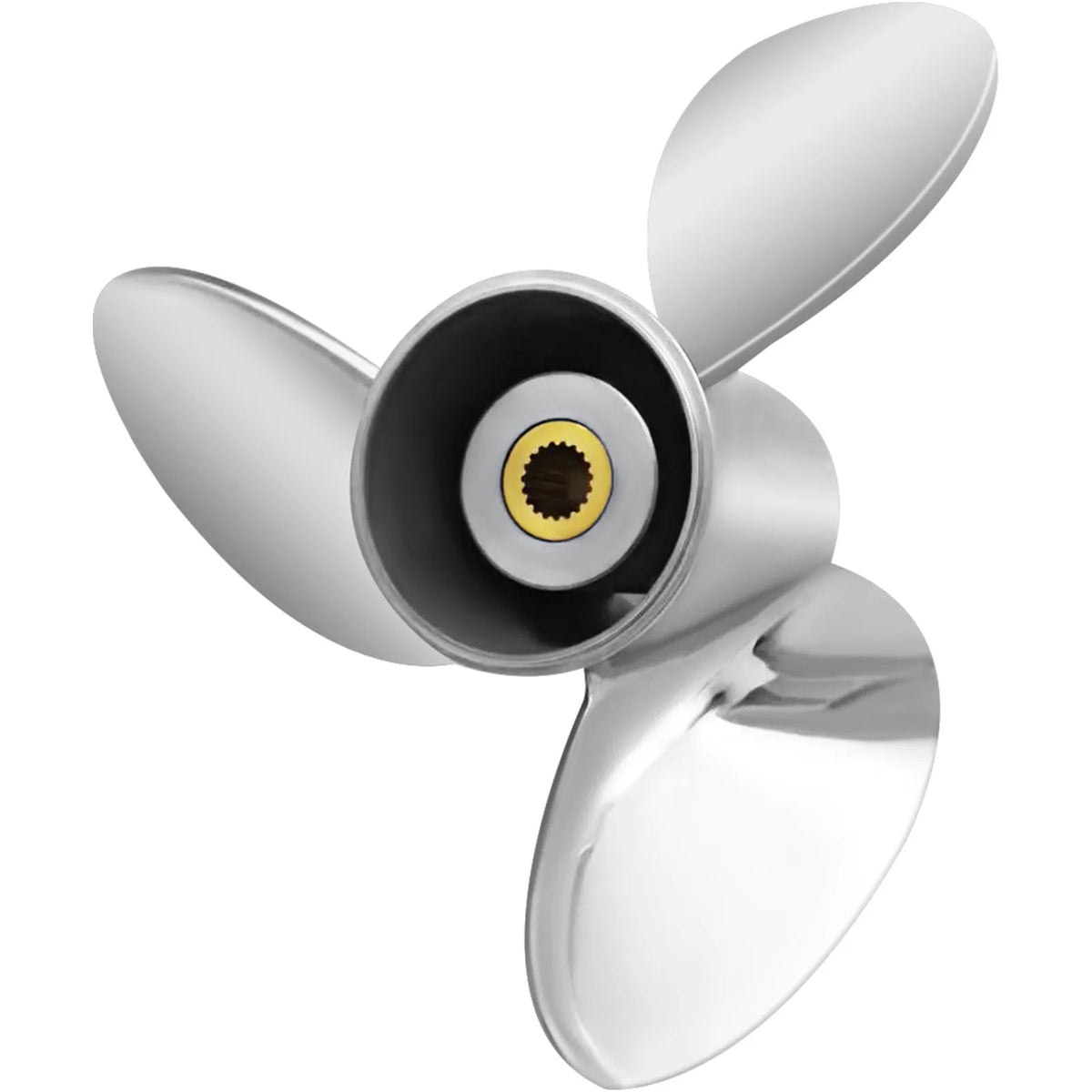 Steel Boat Propeller, OEM 3860709 Replacement, 3 Blades, 36.8 cm x 53.3 cm Pitch, Compatible with Volvo Penta SX Drive All Versions, 19 Tooth Spline, Right-Hand Rotation
