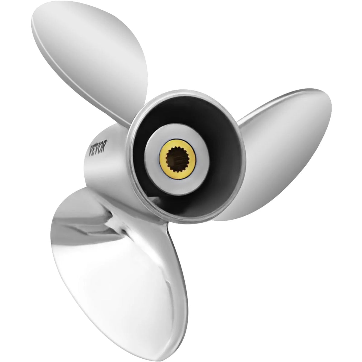 Steel Boat Propeller, OEM 3860709 Replacement, 3 Blades, 36.8 cm x 53.3 cm Pitch, Compatible with Volvo Penta SX Drive All Versions, 19 Tooth Spline, Right-Hand Rotation