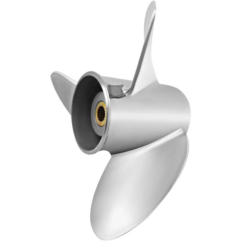 Tērauda Laivas Dzenskrūve, OEM 3860709 Aizvietotājs, 3 Asmeņi, 36,8 cm x 53,3 cm Solis, Saderīga ar Volvo Penta SX Drive Visām Versijām, 19 Zobu Špļines, Labās Puses Rotācija