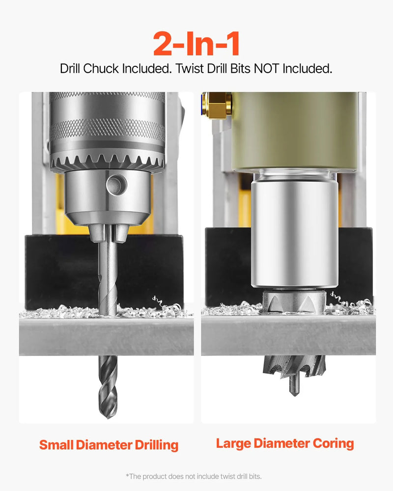 VEVOR magnētiskā urbjmašīna, 1400 W motors, 40 mm urbuma diametrs, 12 500 N pārnēsājama elektriskā magnētiskā urbjpresa, ar 11 serdeņa urbjiem, 800 apgr./min. ātrumu, urbjmašīna metāla virsmām, mājas un rūpniecības darbiem