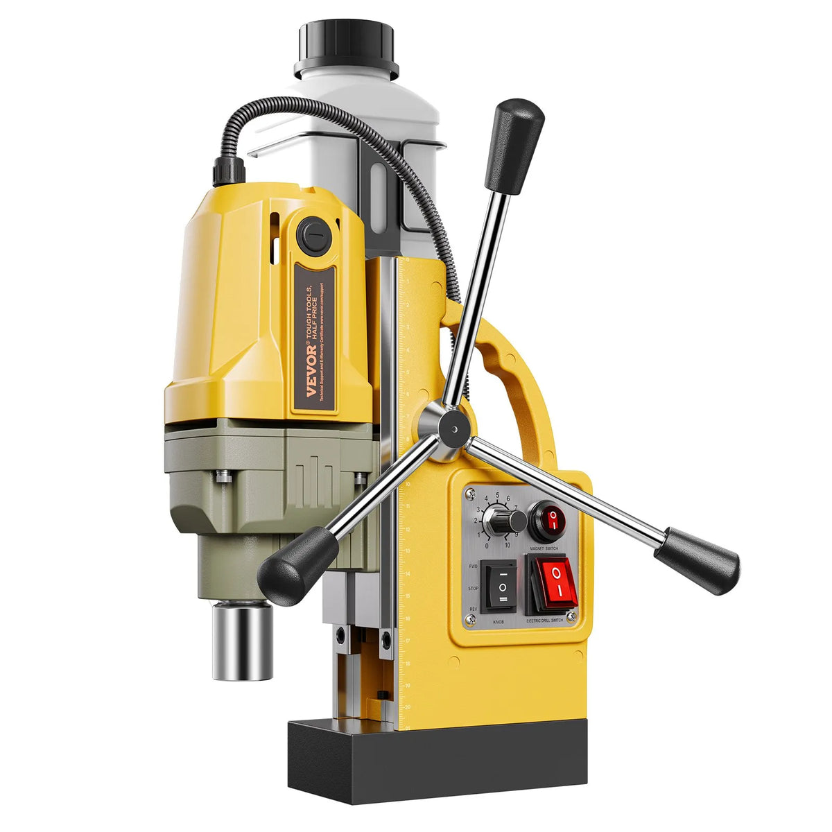 VEVOR Magnetic Drill, 1200 W Motor, 40 mm Drilling Diameter, 12,500 N Electric Magnetic Drill with 2 Cutters, Variable Speed, Drill for Metal Surfaces, Home and Industrial Work, Yellow