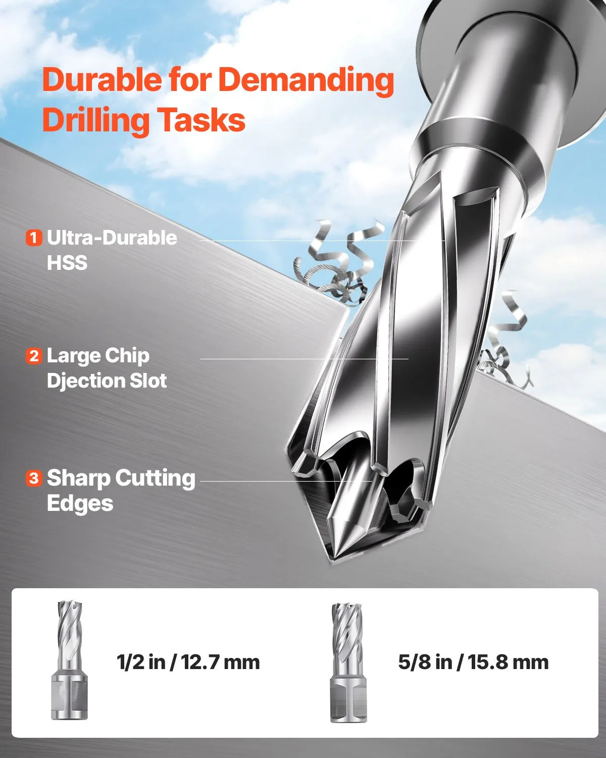VEVOR Magnetic Drill, 1200 W Motor, 40 mm Drilling Diameter, 12,500 N Electric Magnetic Drill with 2 Cutters, Variable Speed, Drill for Metal Surfaces, Home and Industrial Work, Yellow