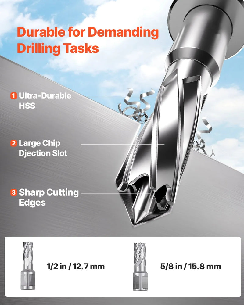 VEVOR magnētiskā urbjmašīna, 1200 W motors, 40 mm urbuma diametrs, 12 500 N elektriskā magnētiskā urbjmašīna ar 2 vainadziņiem, mainīgs ātrums, urbjmašīna metāla virsmām, mājas un rūpniecības darbiem, dzeltena