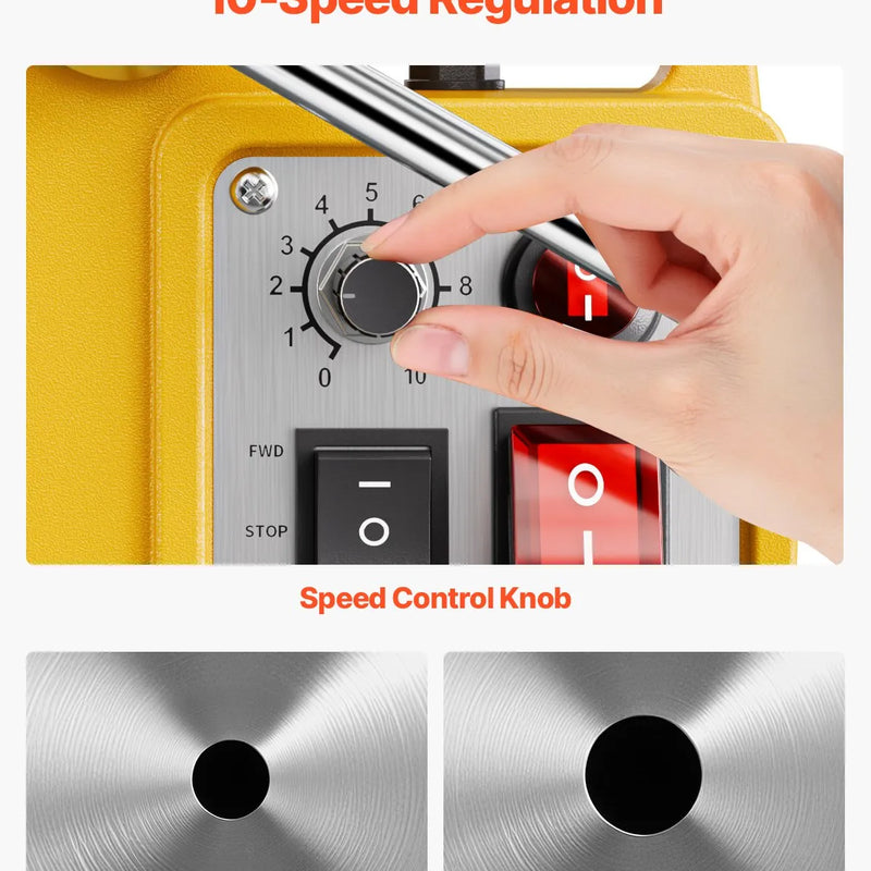 VEVOR magnētiskā urbjmašīna, 1200 W motors, 40 mm urbuma diametrs, 12 500 N elektriskā magnētiskā urbjmašīna ar 2 vainadziņiem, mainīgs ātrums, urbjmašīna metāla virsmām, mājas un rūpniecības darbiem, dzeltena