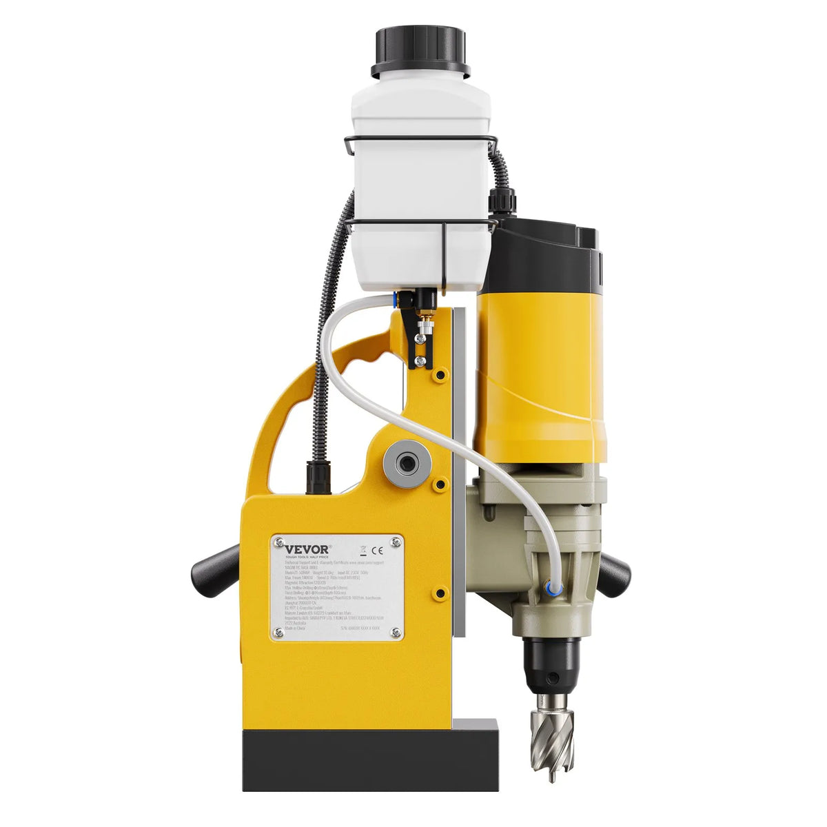 VEVOR Magnetic Drill, 1400 W Motor, 50 mm Drilling Diameter, 12,800 N Magnetic Force, Electric Magnetic Drilling Press with 6 Core Drills, Variable Speed, Metal Surface Drill, Home and Industrial Use, Yellow