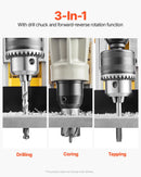 VEVOR magnētiskā urbjmašīna, 1400 W motors, 50 mm urbuma diametrs, 12 800 N magnētiskais spēks, elektriskā magnētiskā urbjpresa ar 6 serdeņa urbjiem, maināms ātrums, urbjmašīna metāla virsmām, mājas un rūpniecības darbiem, dzeltena