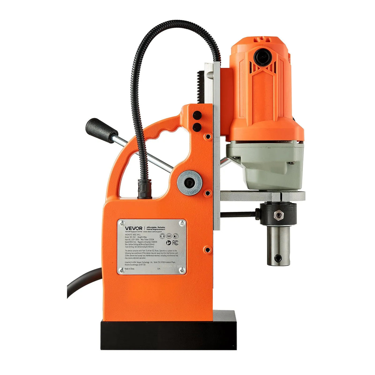 VEVOR Magnetic Drill Press, 1200 W, 38 mm Drilling Diameter, 10,000 N Magnetic Force, 900 RPM Speed, Weldon Chuck, Efficient Cooling, for Metal Surfaces, Industrial and Home Use