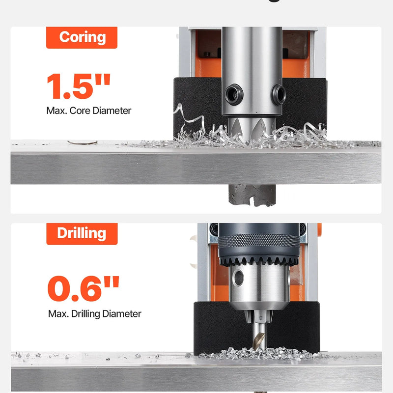 VEVOR magnētiskā urbjmašīna, 1200 W, 38 mm urbuma diametrs, 10 000 N magnētiskais spēks, 900 apgr./min. ātrums, ar Weldon stiprinājumu, efektīva dzesēšana, metāla virsmām, rūpniecībai un mājas darbiem
