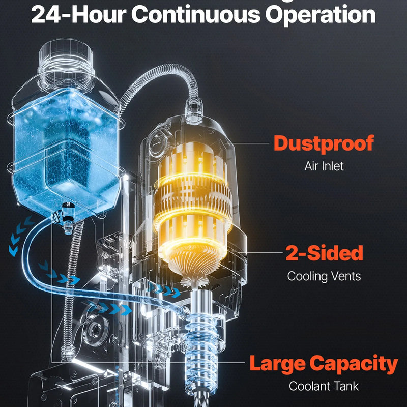 VEVOR magnētiskā urbjmašīna, 1200 W, 38 mm urbuma diametrs, 10 000 N magnētiskais spēks, 900 apgr./min. ātrums, ar Weldon stiprinājumu, efektīva dzesēšana, metāla virsmām, rūpniecībai un mājas darbiem