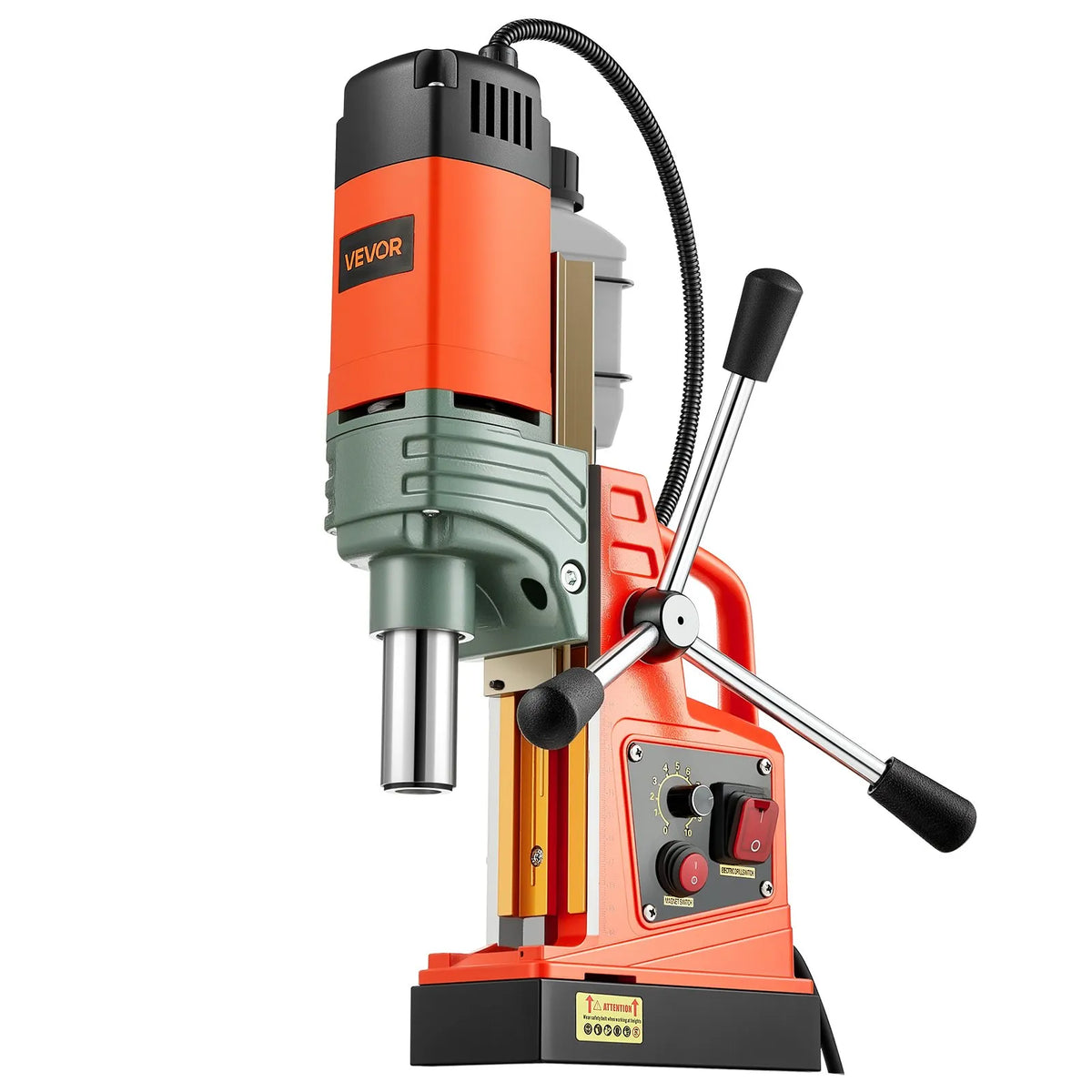 VEVOR Magnetic Drill Press, 1350 W, 50 mm Drilling Diameter, 12,500 N Powerful Portable Magnetic Drill, 0–800 RPM Adjustable Speed, with Weldon Shank, for Metal Surfaces, Industrial and Home Use