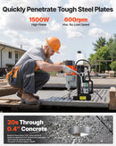 VEVOR magnētiskā urbjmašīna, 1500 W, 60 mm urbuma diametrs, 13 000 N jaudīga magnētiskā urbjmašīna, 0–600 apgr./min regulējams ātrums, Morse konuss, M3–M16 vītņošana, metāla virsmām, rūpniecībai un mājas darbiem