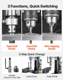 VEVOR magnētiskā urbjmašīna, 1500 W, 60 mm urbuma diametrs, 13 000 N jaudīga magnētiskā urbjmašīna, 0–600 apgr./min regulējams ātrums, Morse konuss, M3–M16 vītņošana, metāla virsmām, rūpniecībai un mājas darbiem