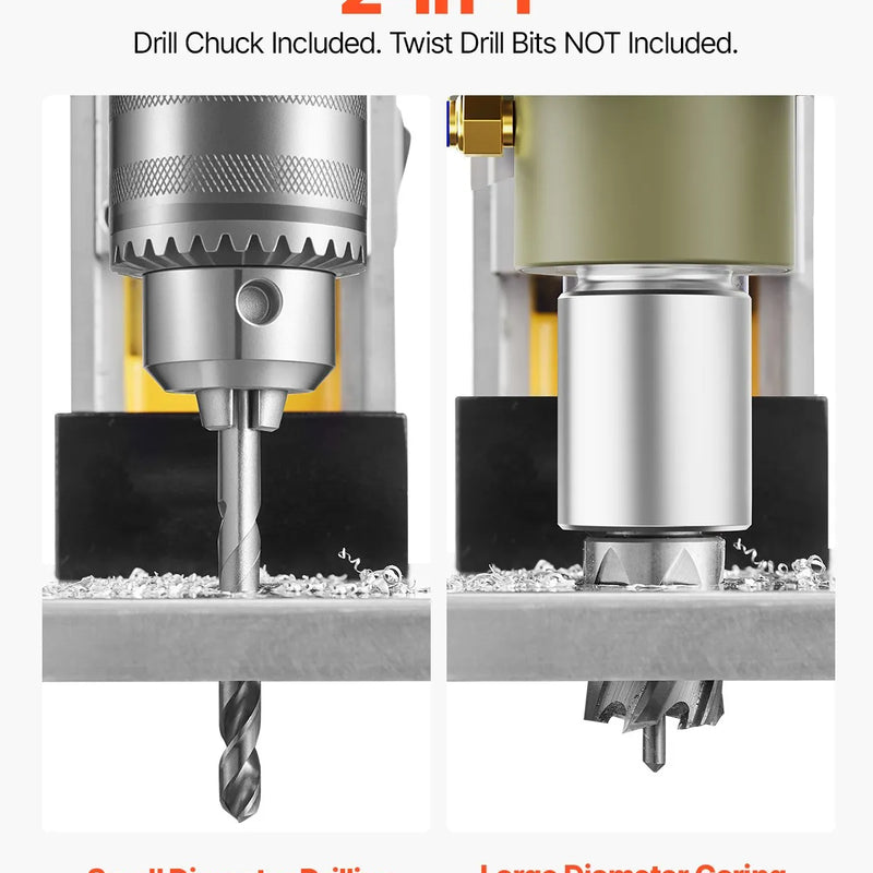 VEVOR magnētiskā urbjmašīna, 1400 W motors, 40 mm urbuma diametrs, 12 500 N pārnēsājama elektriskā magnētiskā urbjmašīna, 800 apgr./min bezslodzes ātrums, urbjmašīna metāla virsmām, rūpniecībai un mājas darbiem