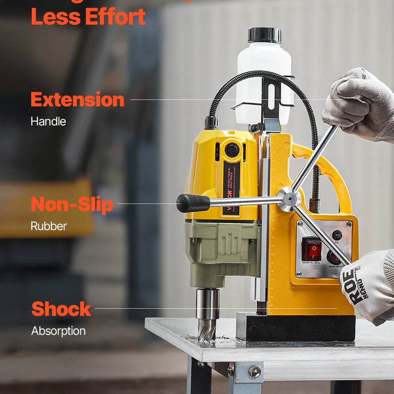 VEVOR magnētiskā urbjmašīna, 1400 W motors, 40 mm urbuma diametrs, 12 500 N pārnēsājama elektriskā magnētiskā urbjmašīna, 800 apgr./min bezslodzes ātrums, urbjmašīna metāla virsmām, rūpniecībai un mājas darbiem