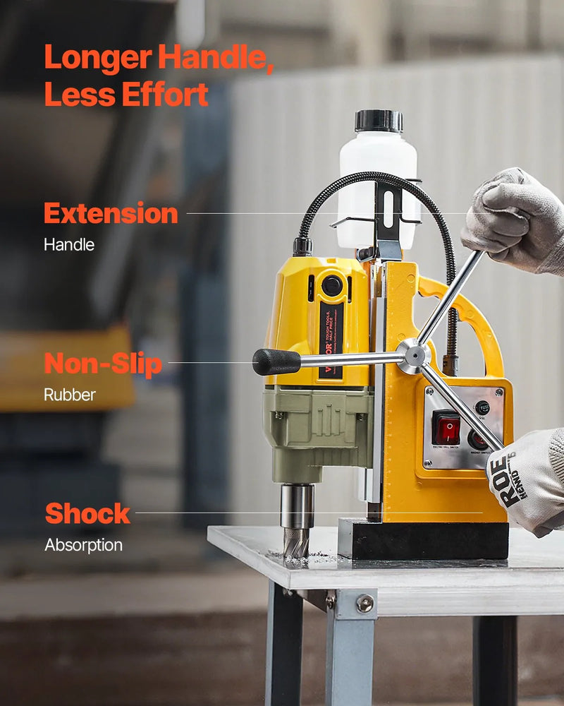 VEVOR magnētiskā urbjmašīna, 1400 W motors, 40 mm urbuma diametrs, 12 500 N pārnēsājama elektriskā magnētiskā urbjmašīna, 800 apgr./min bezslodzes ātrums, urbjmašīna metāla virsmām, rūpniecībai un mājas darbiem