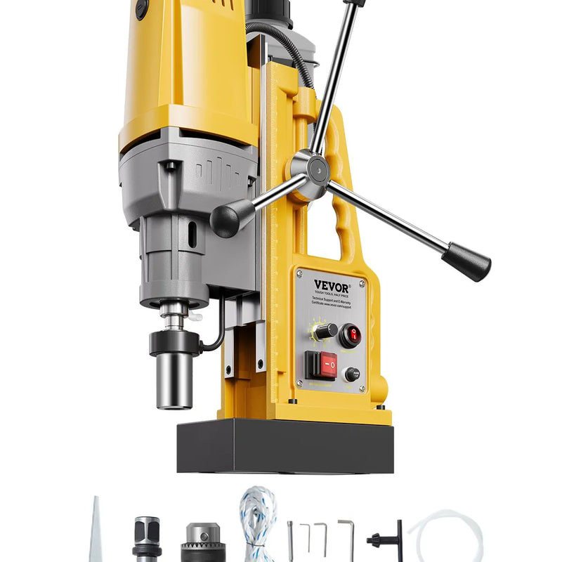 VEVOR magnētiskā urbjmašīna, 1400 W motors, 50 mm urbuma diametrs, 13 000 N pārnēsājama elektriskā magnētiskā urbjpresa, 0–750 apgr./min. maināms ātrums, urbjmašīna metāla virsmām, rūpniecības un mājas darbiem