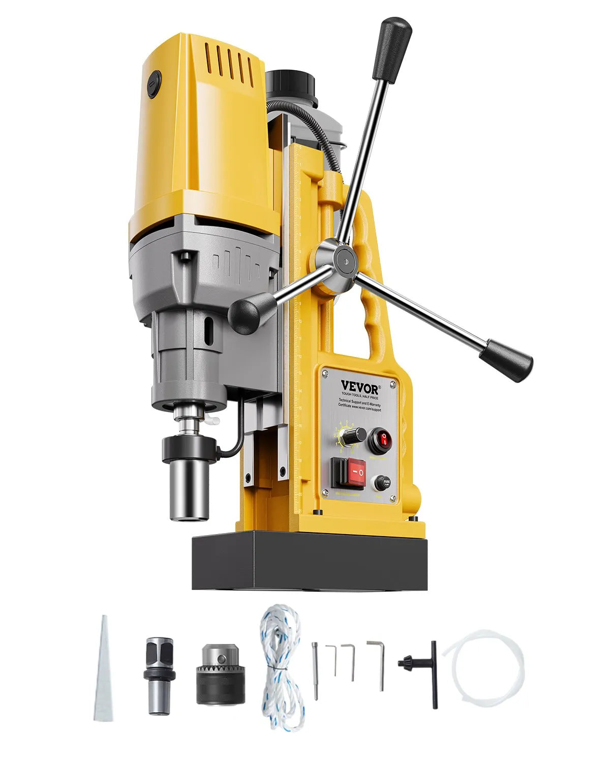 VEVOR Magnetic Drill Press, 1400 W Motor, 50 mm Drilling Diameter, 13,000 N Portable Electric Magnetic Drill Press, 0–750 RPM Variable Speed, Metal Drilling Machine for Industrial and Home Use