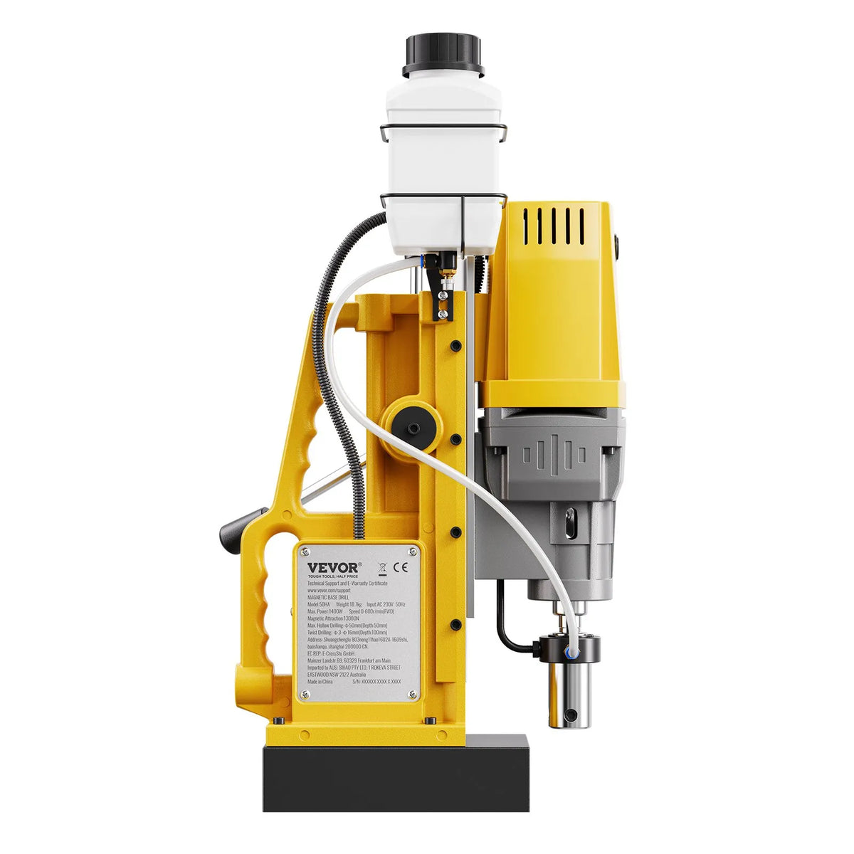 VEVOR Magnetic Drill Press, 1400 W Motor, 50 mm Drilling Diameter, 13,000 N Portable Electric Magnetic Drill Press, 0–750 RPM Variable Speed, Metal Drilling Machine for Industrial and Home Use