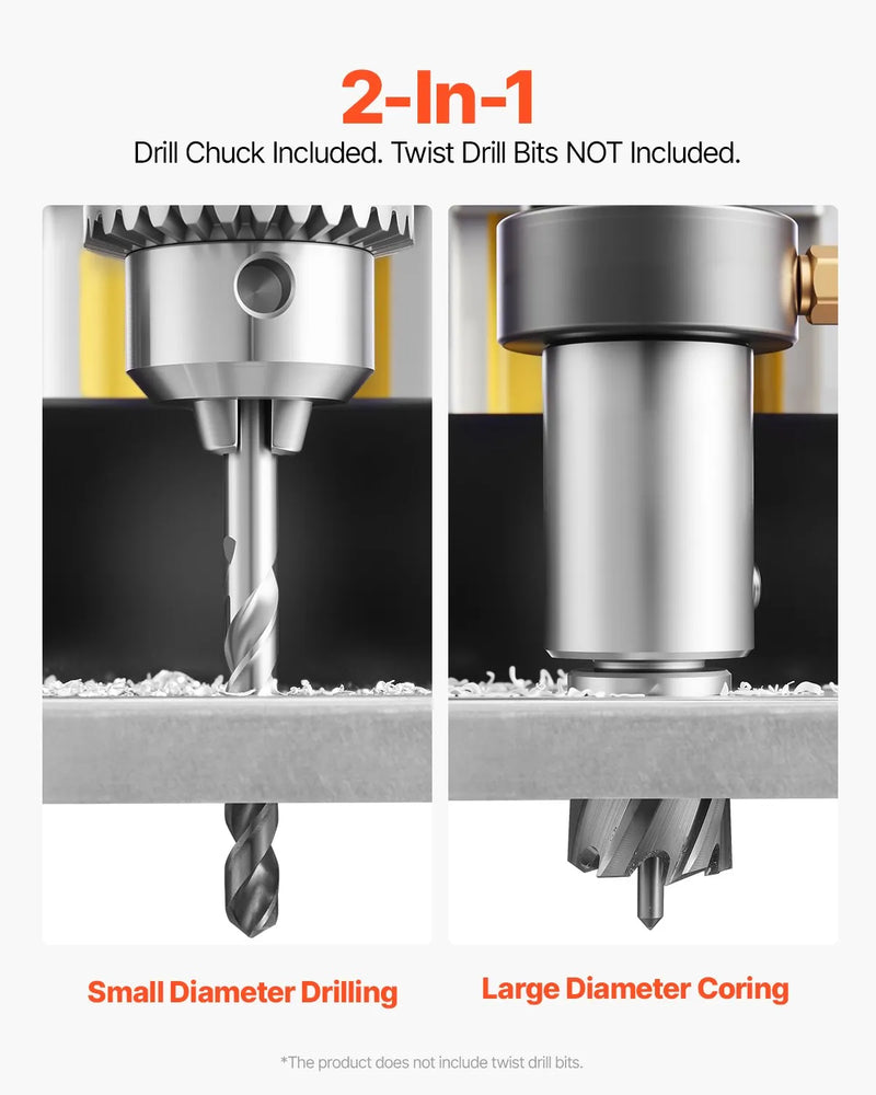 VEVOR magnētiskā urbjmašīna, 1400 W motors, 50 mm urbuma diametrs, 13 000 N pārnēsājama elektriskā magnētiskā urbjpresa, 0–750 apgr./min. maināms ātrums, urbjmašīna metāla virsmām, rūpniecības un mājas darbiem