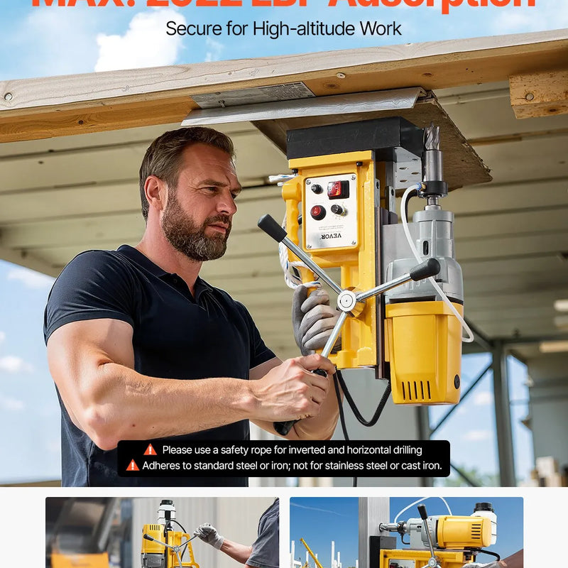 VEVOR magnētiskā urbjmašīna, 1400 W motors, 50 mm urbuma diametrs, 13 000 N pārnēsājama elektriskā magnētiskā urbjpresa, 0–750 apgr./min. maināms ātrums, urbjmašīna metāla virsmām, rūpniecības un mājas darbiem