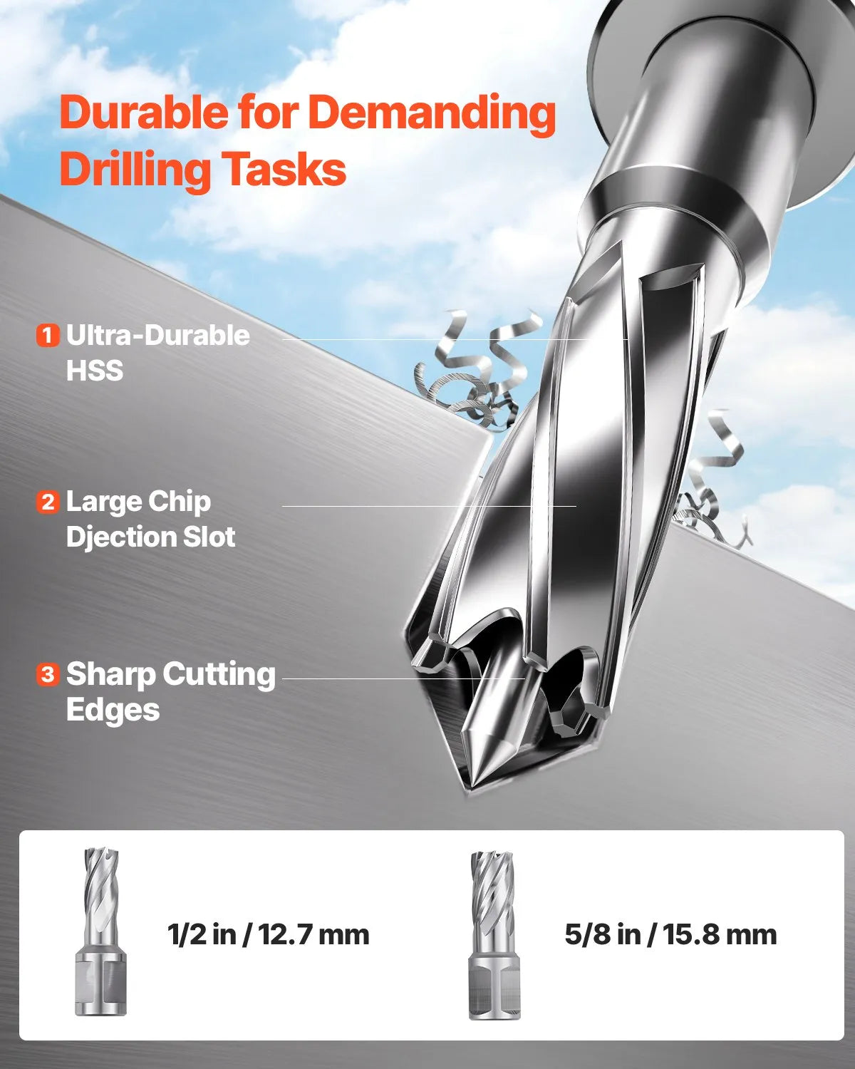 VEVOR Magnetic Drill Press, 1450 W Motor, 40 mm Drilling Diameter, 12,500 N Portable Electric Magnetic Drill Press with 2 Core Drills, Variable Speed, Metal Surface Drilling Machine for Home and Industrial Use
