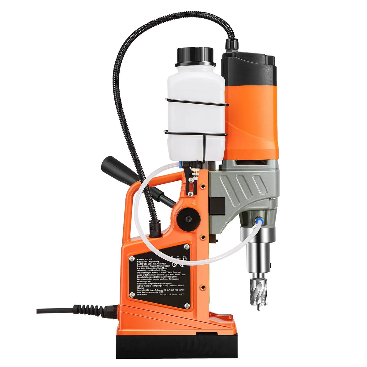 VEVOR Magnetic Drill Press, 1450 W Motor, 40.6 mm Drilling Diameter, 12.5 kN Magnetic Holding Force, Portable Electric Magnetic Drill with 11 Annular Cutters, 850 RPM for Metal Surfaces and Workshops