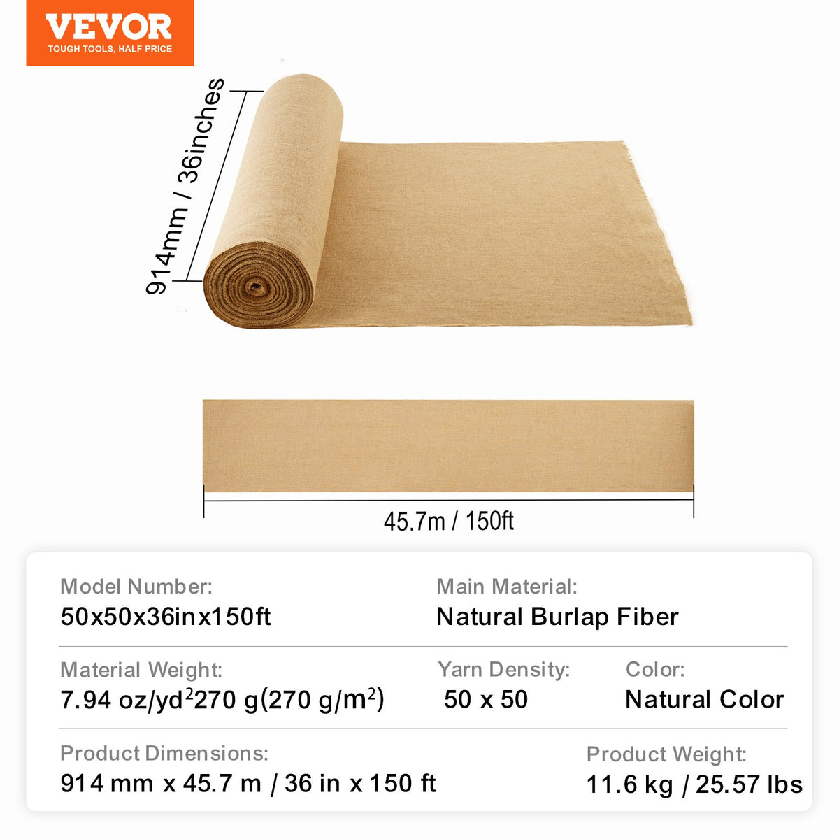 VEVOR Leaf Netting Roll, 915 mm x 45.7 m, for Tree Wrapping and Crafts