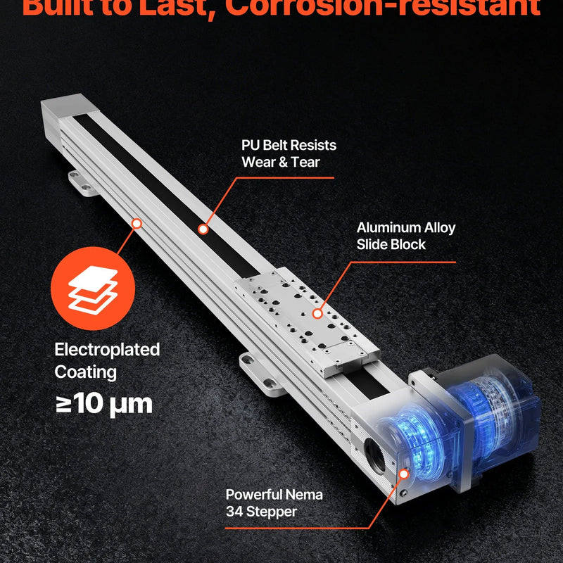 VEVOR lineārā vadotne ar siksnas piedziņu, CNC lineārās kustības galda aktuators ar NEMA 34 soļu motoru, 600 mm darba gājiens, ātrgaitas motorizēts risinājums gravēšanas iekārtām, CNC frēzmašīnām un 3D printeriem
