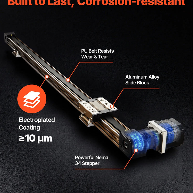 VEVOR lineārā vadotne ar siksnas piedziņu, CNC lineārās kustības galda aktuators ar NEMA 34 soļu motoru, 1300 mm darba gājiens, ātrgaitas motorizēts risinājums gravēšanas iekārtām, CNC frēzmašīnām un 3D printeriem