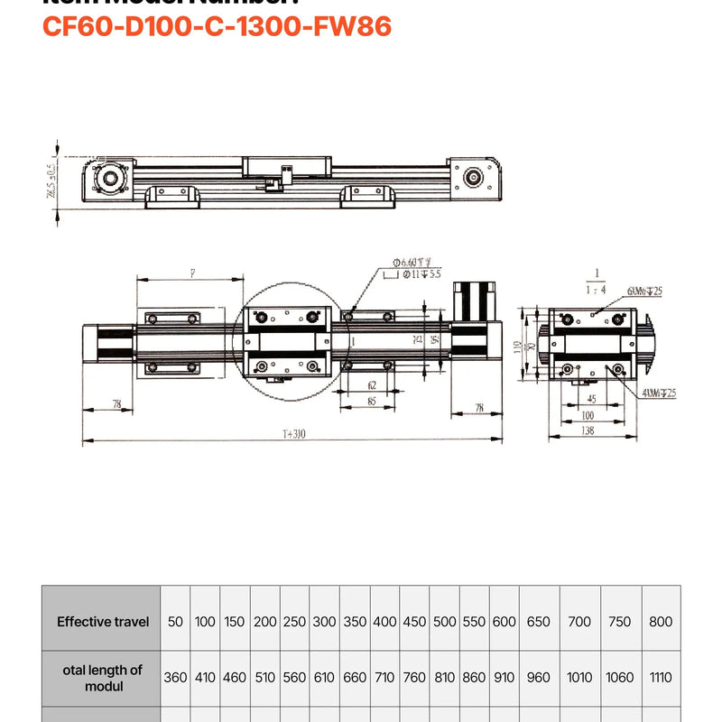 VEVOR lineārā vadotne ar siksnas piedziņu, CNC lineārās kustības galda aktuators ar NEMA 34 soļu motoru, 1300 mm darba gājiens, ātrgaitas motorizēts risinājums gravēšanas iekārtām, CNC frēzmašīnām un 3D printeriem