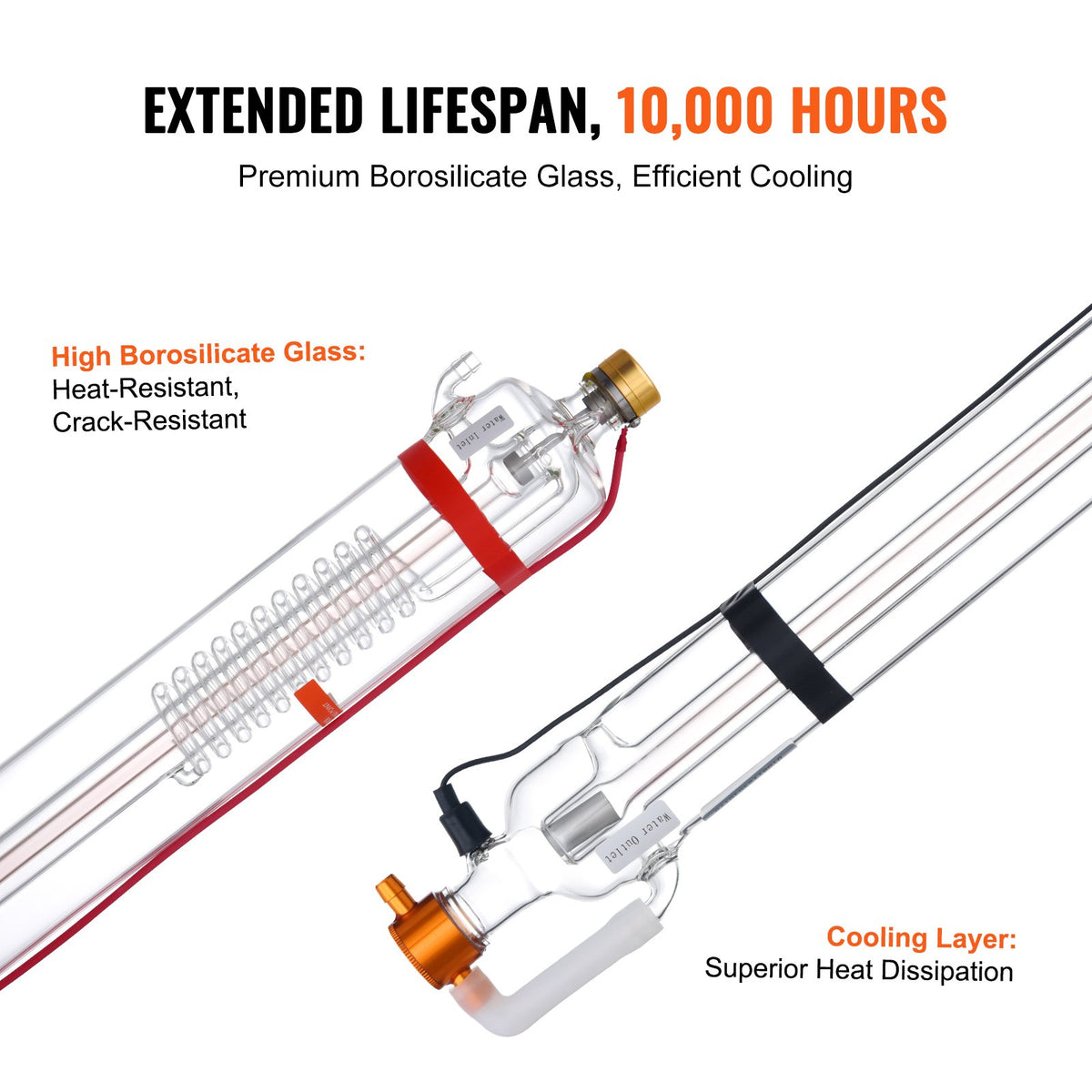 VEVOR CO₂ Laser Tube 90 W, 1250 mm, Borosilicate Glass