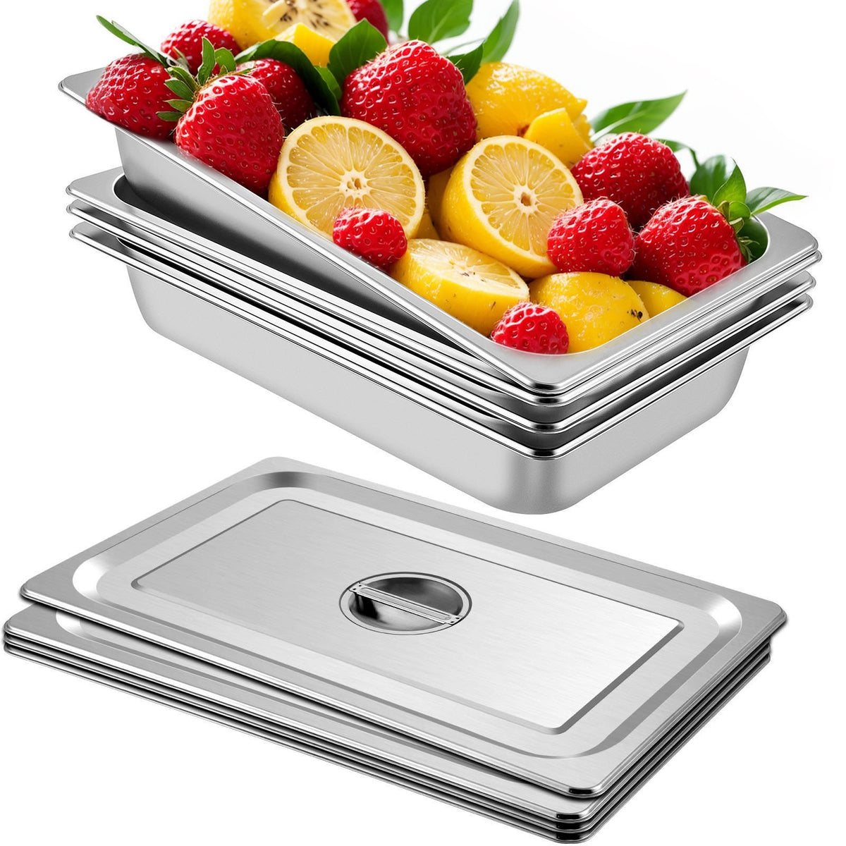 VEVOR GN trauki 4 gab., 13 l, 53 × 32,5 × 10 cm, nerūsējošā tērauda