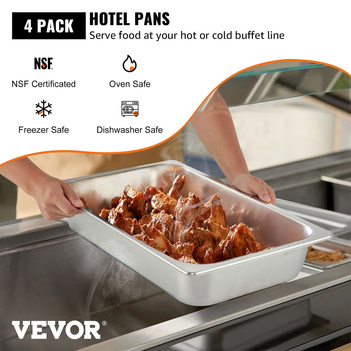 VEVOR GN trauki 4 gab., 13 l, 53 × 32,5 × 10 cm, nerūsējošā tērauda