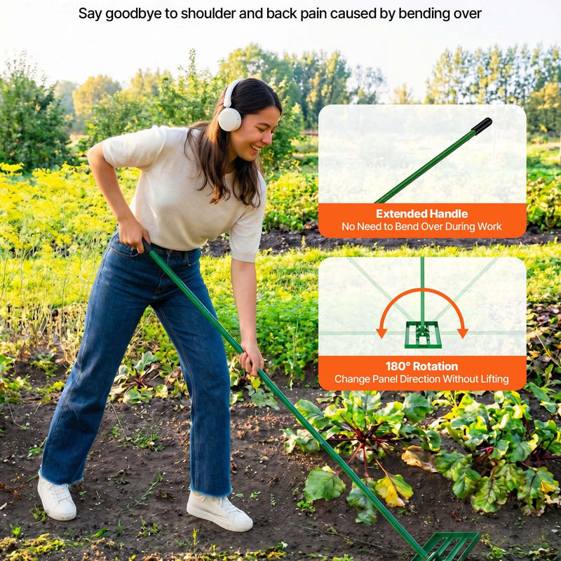 VEVOR zāliena līdzināšanas grābeklis 760 × 254 mm ar 1980 mm tērauda pagarinātu rokturi, izturīgs zāliena līdzinātājs dārzam, golfa zālienam un saimniecībai