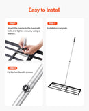 VEVOR zāliena līdzināšanas grābeklis ar 213 cm rokturi, 91,4 × 25,4 cm zemes plāksni, rūsas izturīgs oglekļa tērauda augsnes līdzinātājs ar 3 regulējamiem augstumiem, zāliena līdzināšanas instruments pagalmam un golfa laukumiem