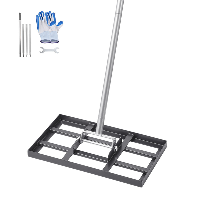 VEVOR zāliena līdzināšanas grābeklis ar 1980 mm rokturi, 432 × 254 mm plāksni, oglekļa tērauda zāliena līdzinātājs ar 5 regulējamiem augstumiem, zāliena izlīdzināšanas instruments pagalmam un golfa laukumiem - ZEMLETES.LV