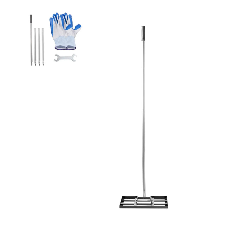 VEVOR zāliena līdzināšanas grābeklis ar 1980 mm rokturi, 432 × 254 mm plāksni, oglekļa tērauda zāliena līdzinātājs ar 5 regulējamiem augstumiem, zāliena izlīdzināšanas instruments pagalmam un golfa laukumiem - ZEMLETES.LV