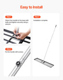 VEVOR zāliena izlīdzināšanas grābeklis ar 213 cm rokturi, 1219 × 254 mm zemes plāksne, pret rūsu noturīgs oglekļa tērauda augsnes izlīdzināšanas instruments ar 2 augstuma regulēšanas līmeņiem, zālienam, pagalmam un golfa laukumiem