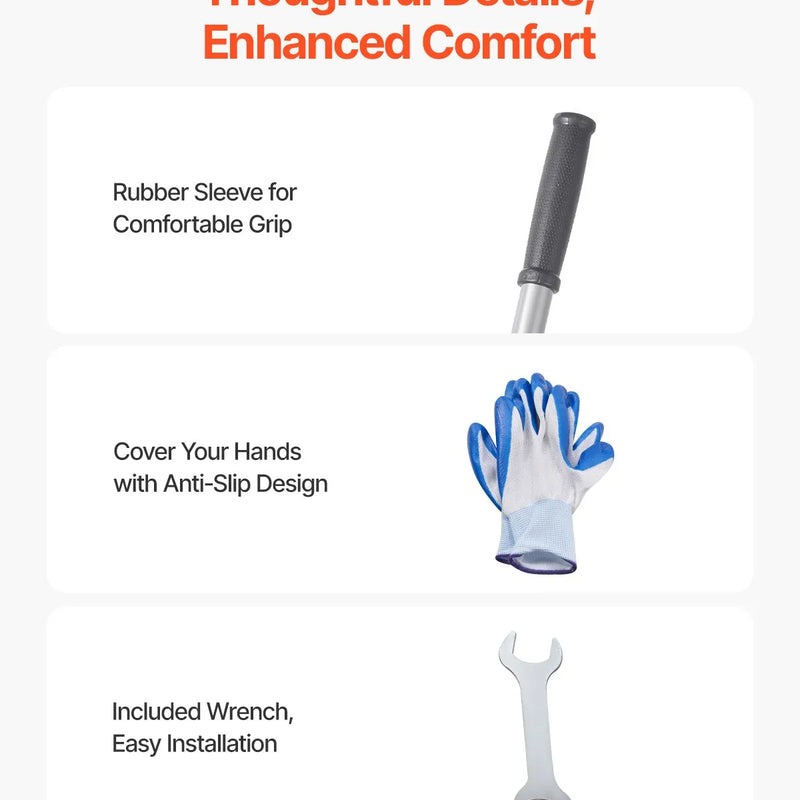 VEVOR zāliena izlīdzināšanas grābeklis ar 213 cm rokturi, 762 × 254 mm zemes plāksne, pret rūsu noturīgs oglekļa tērauda augsnes izlīdzināšanas instruments ar 3 augstuma regulēšanas līmeņiem, zālienam, pagalmam un golfa laukumiem