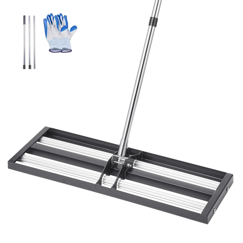 VEVOR zāliena līdzināšanas grābeklis ar rullīti 760 x 254 mm no nerūsējošā tērauda, regulējams rokturis līdz 2130 mm, izturīgs zāliena līdzināšanas instruments dārzam un golfa laukumiem - ZEMLETES.LV